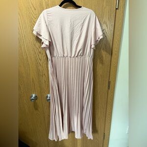 SHEIN Blush Pink Curve Pleated Open Back with a Bow Dress